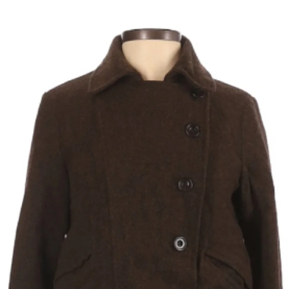 GAP | 100% Wool Brown Jacket Coat Frayed Warm Winter Coat - Picture 7 of 9